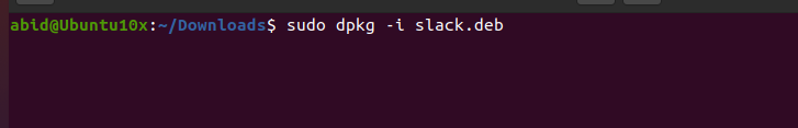 Installing .deb slack file using terminal